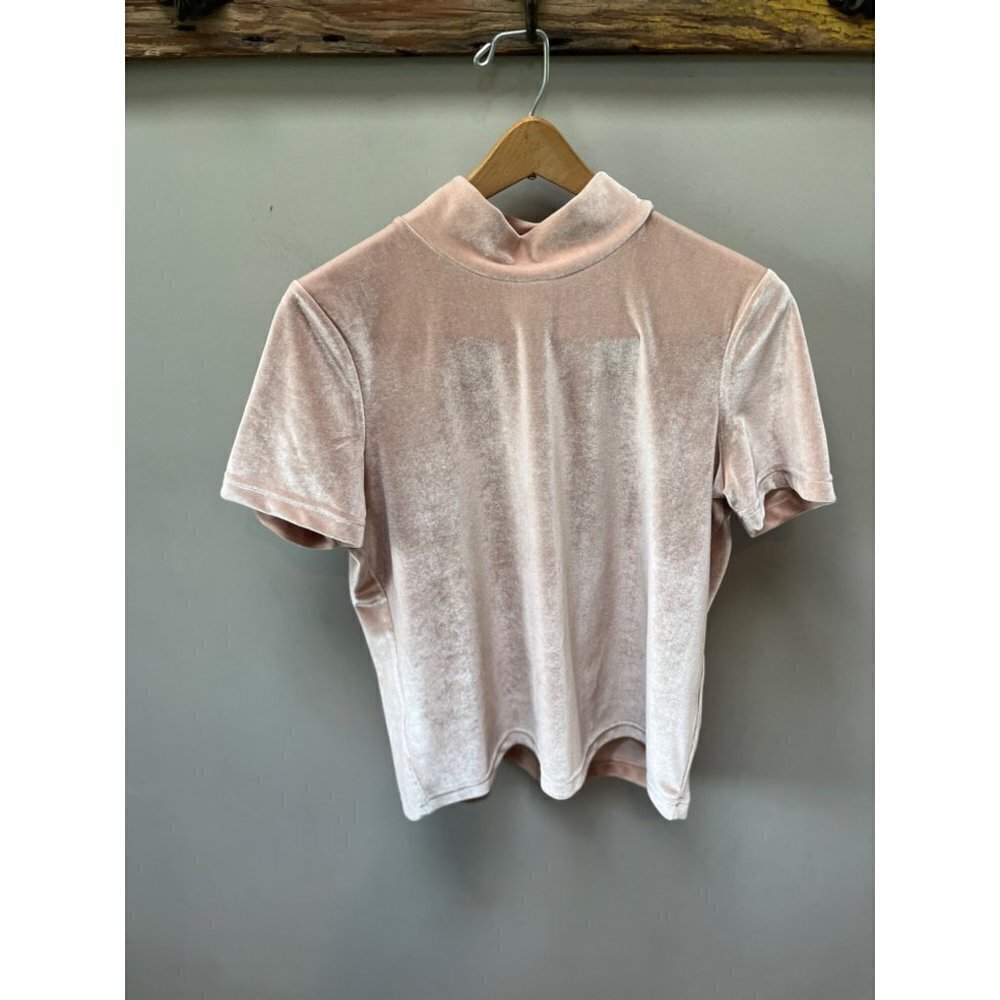 Madewell Velvet Mockneck Tee- Sz.‎ S. champagne color.